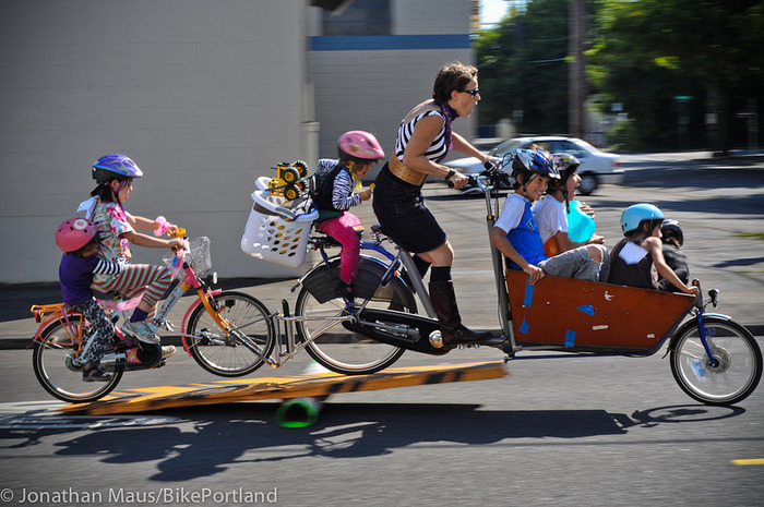 Emily Finch competes in the Portland Fiets of Parenhood event.