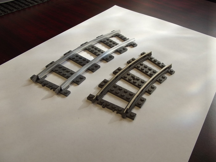 ME Models metal R56 curve compared to LEGO® standard R40 curve.