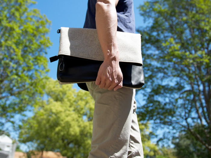 Felt side folded and used as a sleeve-style bag
