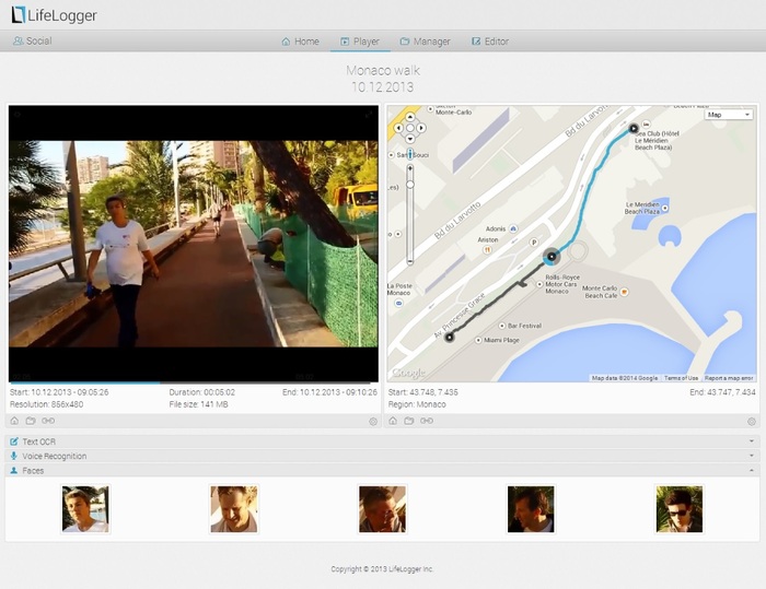 LifeLogger Cloud - Playback and Metadata Extraction & Processing