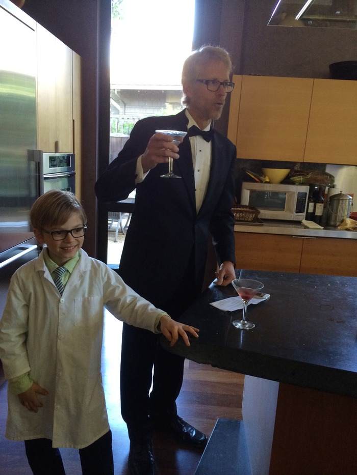 Elliot and friend Sven Thesen toast at the Worse Than Poop! launch party