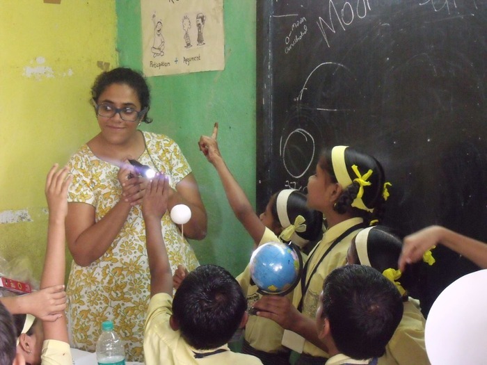 Children in India engaging with Universe in a Box activities