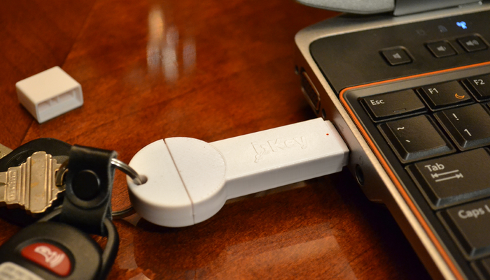 bKey charging through a computer's USB port