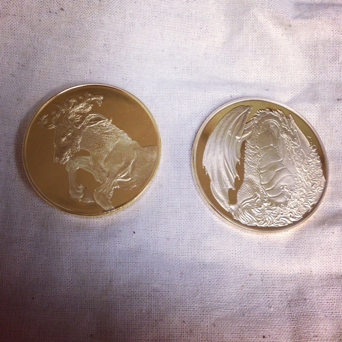 1oz solid copper, layered in 24 carat gold - Ki-Rin & Fire Dragon 100 Denomination Add on items.
