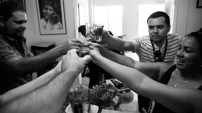 A toast at Valenti's house