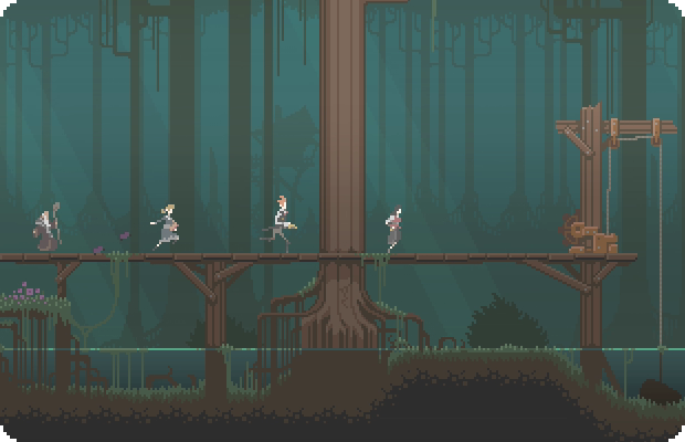 The team approach a rusty winch, but only characters with the Engineering skill can detect the secret loot below.