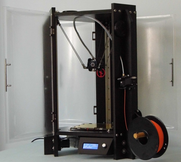 Shown is the (prototype) Optional Door Panel Set, fitted to a DeltaTrix 3D Printer.