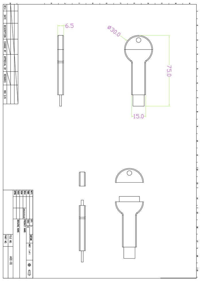 original bKey prototype CAD drawing