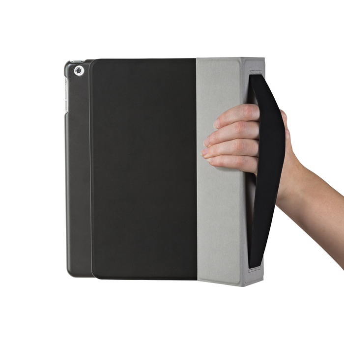 iPad slides out, while still in protective frame, for easy photography