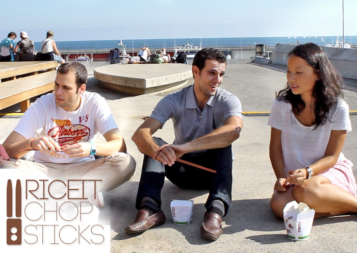Aleix (left), Emili (middle), and Alice (right) enjoying eating with Solit RiceIt chopsticks.