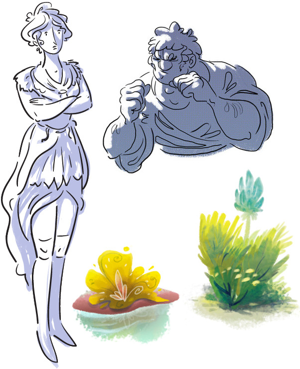 Early character and prop designs