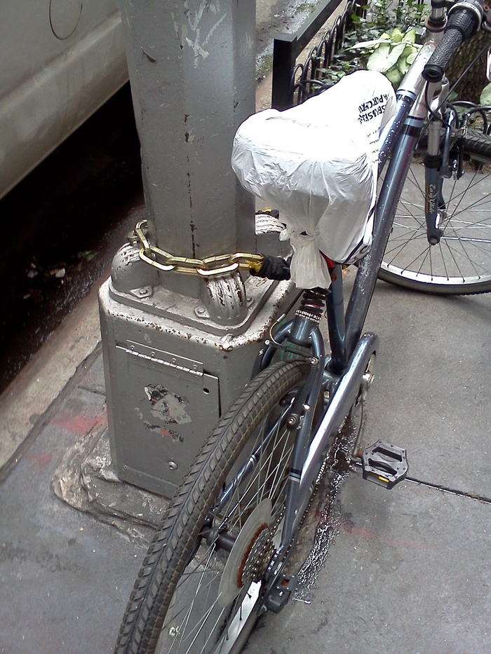 Is that a bike seat or a discarded seamless order?