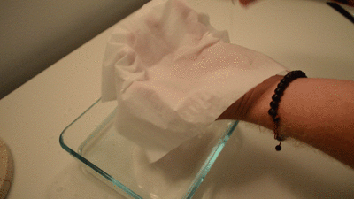 Tissue treated with Puffin Spray