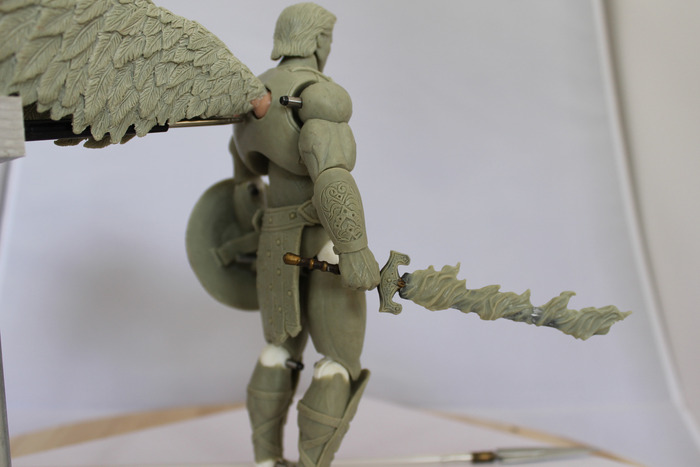 7 inch Archangel Michael action figure, fire sword detail