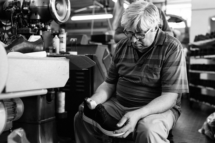Italo Guerrini at his workshop. Montegranaro, Italy
