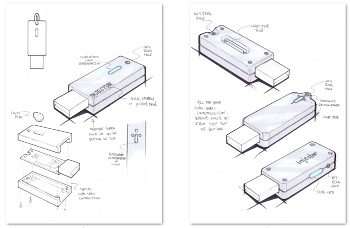 Concept drawings of proposed Injector device