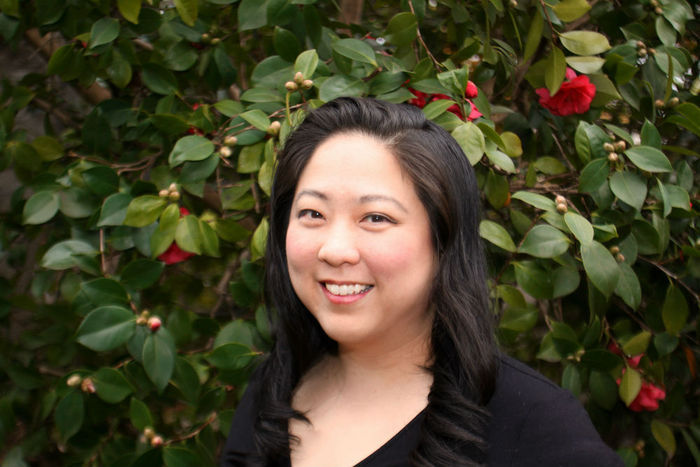 Emily Jiang among the flowers