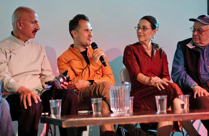 Panel discussion organized by SDN at the 2012 New York Photo Festival organized by SDN. Speaking are Reza, Platon, Lori Grinker, & Bruce Davidson. Photo by Matthew Lomanno