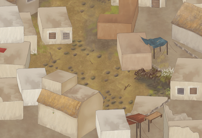 Step 2: Around 3-5 layers of adding the giant house tile blocks in various orientations.