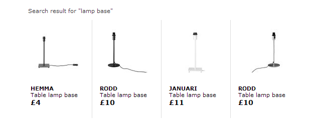 Example: Ikea lamp bases work for the Table version