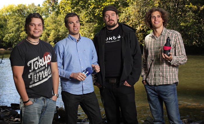 The Caktus co-founders in September 2013, showcasing their first functional prototypes.