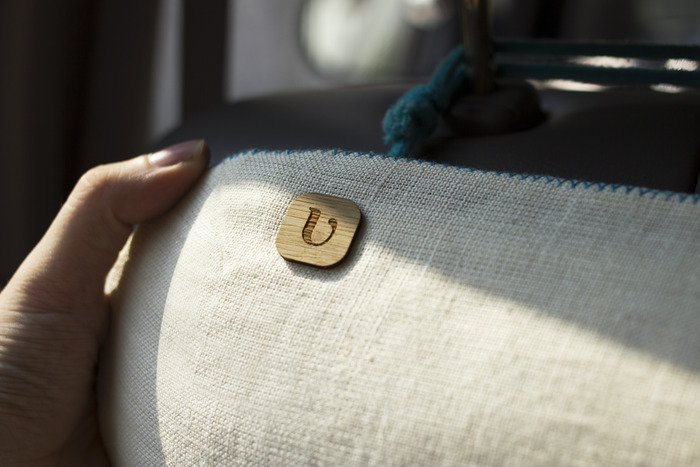 Logo piece crafted from bamboo