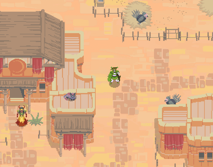 The Dustfolk tribe keeps turkeys and camels when prosperous. The deserts are unforgiving, but the Seeker's Blood magic mastery helps the tribe find life-giving water.