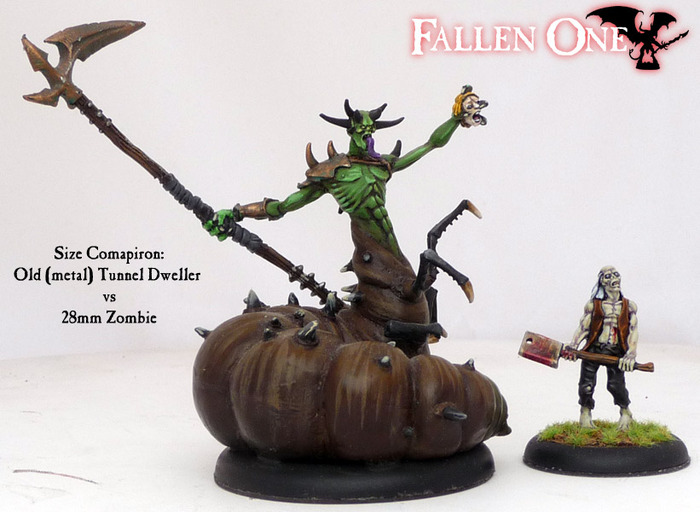 The Tunnel Dweller pictured vs that 28mm Zombie you've seen in all the pictures recently. He gets about.