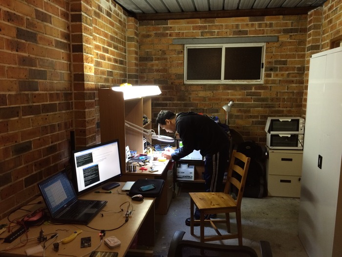 Testing MicroViews in the middle of the night after getting back from our faulty Microview capturing road trip.