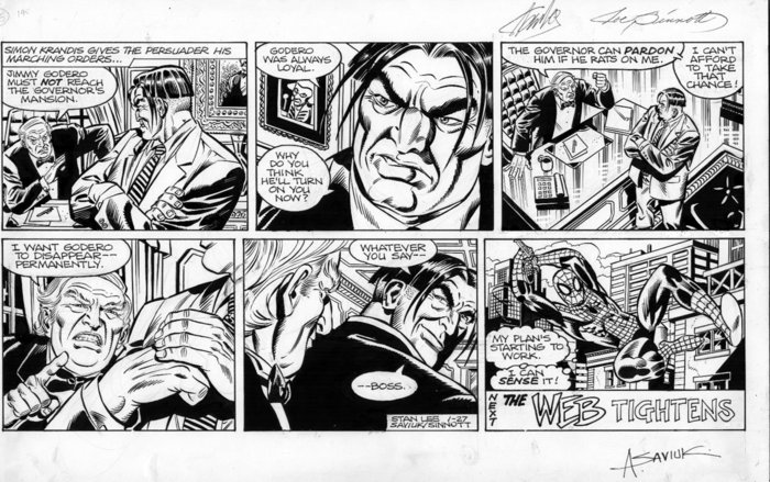 Spider-man Page signed By Alex, Joe and Stan Lee.
