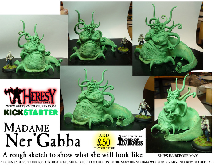 Ner'Gabba! This is a rough sculpt to show you what she will look like when properly done. She's one sassy slug-tick-tentacle monster lady!
