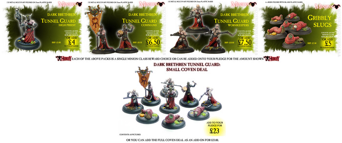To save scrolling I have montaged various Minion Class rewards into groups, click for a bigger look at the Dark Brethren Tunnel Guard, devotees of Madame Ner'Gabba!!