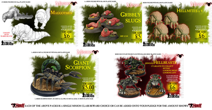 To save scrolling I have montaged various Minion Class rewards into groups, click for a bigger look at the various creature Minion rewards, ideal for Madame Ner'Gabba or any other Fallen One...!