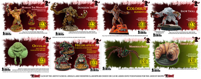 Choose any one pack from the above as a single Large Monster Reward choice or add them to your existing pledge for the amount shown