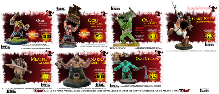 Choose any one pack from the above as a single Large Monster Reward choice or add them to your existing pledge for the amount shown.