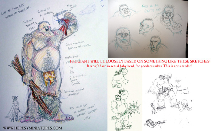 Giants. All the emotional control and impulsiveness of a toddler, wrapped in a body that can uproot trees at a whim. Don't get hung up on the head, people. This is a pencil drawing, not a render of the finished product. It won't have a huge baby head!