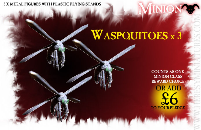 Much-requested: the Waspquitoes from yesteryear. I'll be tweaking these to make them less fiddly to assemble and the wings to look a little better.