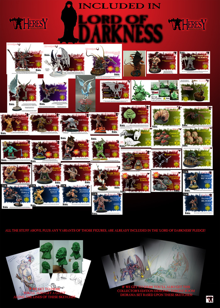 The Lord Of Darkness pledge is £666, but you get £1000 of stuff so far! All the figures above, PLUS any variants I make before fulfilment!
