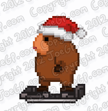 Riding hoverboard, speeding up, wearing a Santa hat for the holidays!