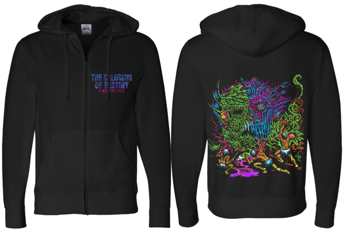 Skinner art on a Black Full-Zip Independent Trading Hoodie. Sizes Small thru 3XL.