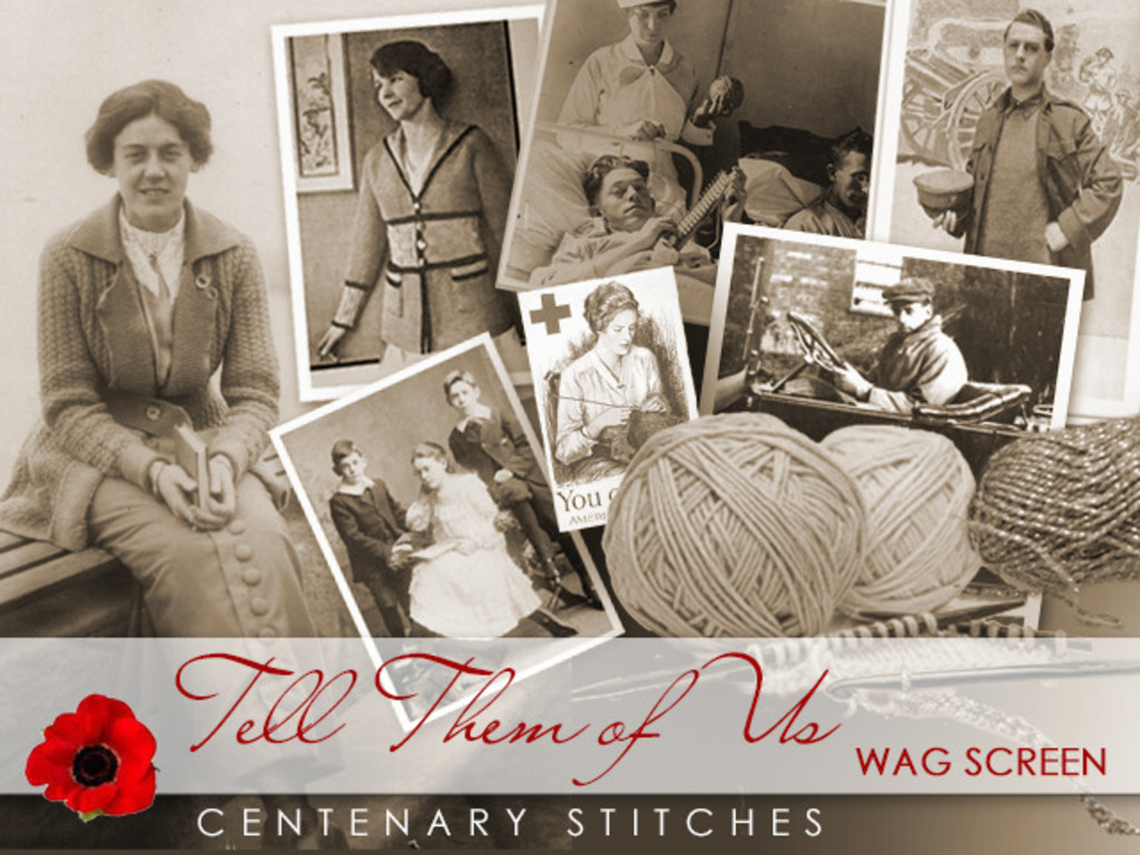 Knitted clothing for a First World War film, Tell Them of Us's video poster