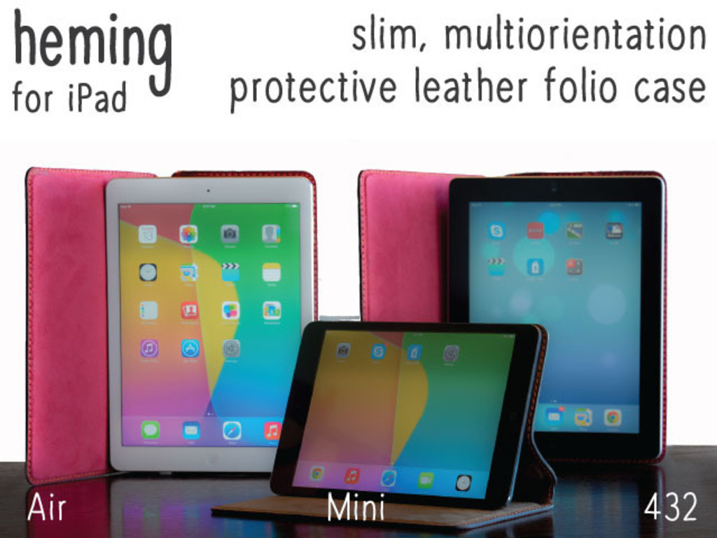 HEMING - Slim & elegant hand-stitched leather case. For iPad's video poster