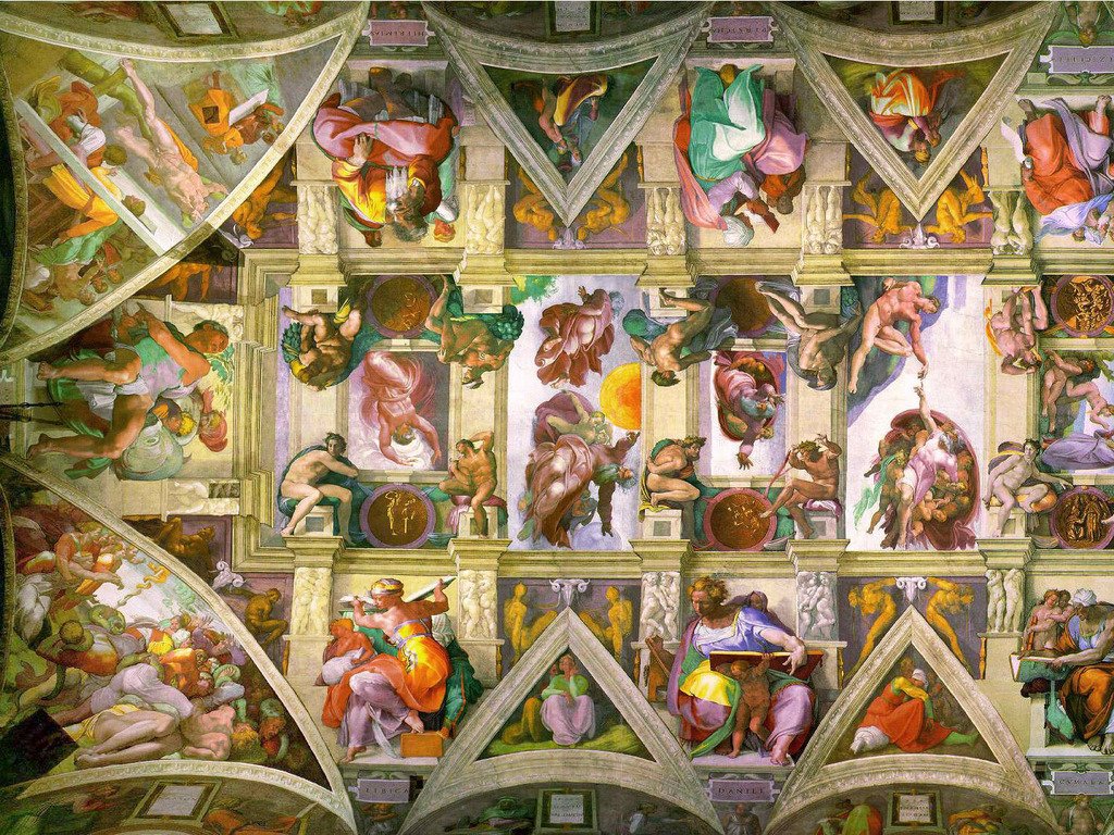 An exact copy of Sistine Chapel on my NYC studio ceiling's video poster