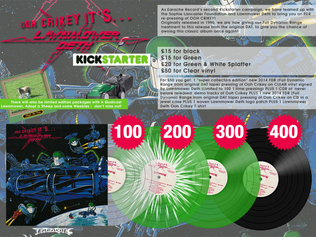 Lawnmower Deth 2014 Ooh Crikey FDR re-printing CD/LP/more's video poster